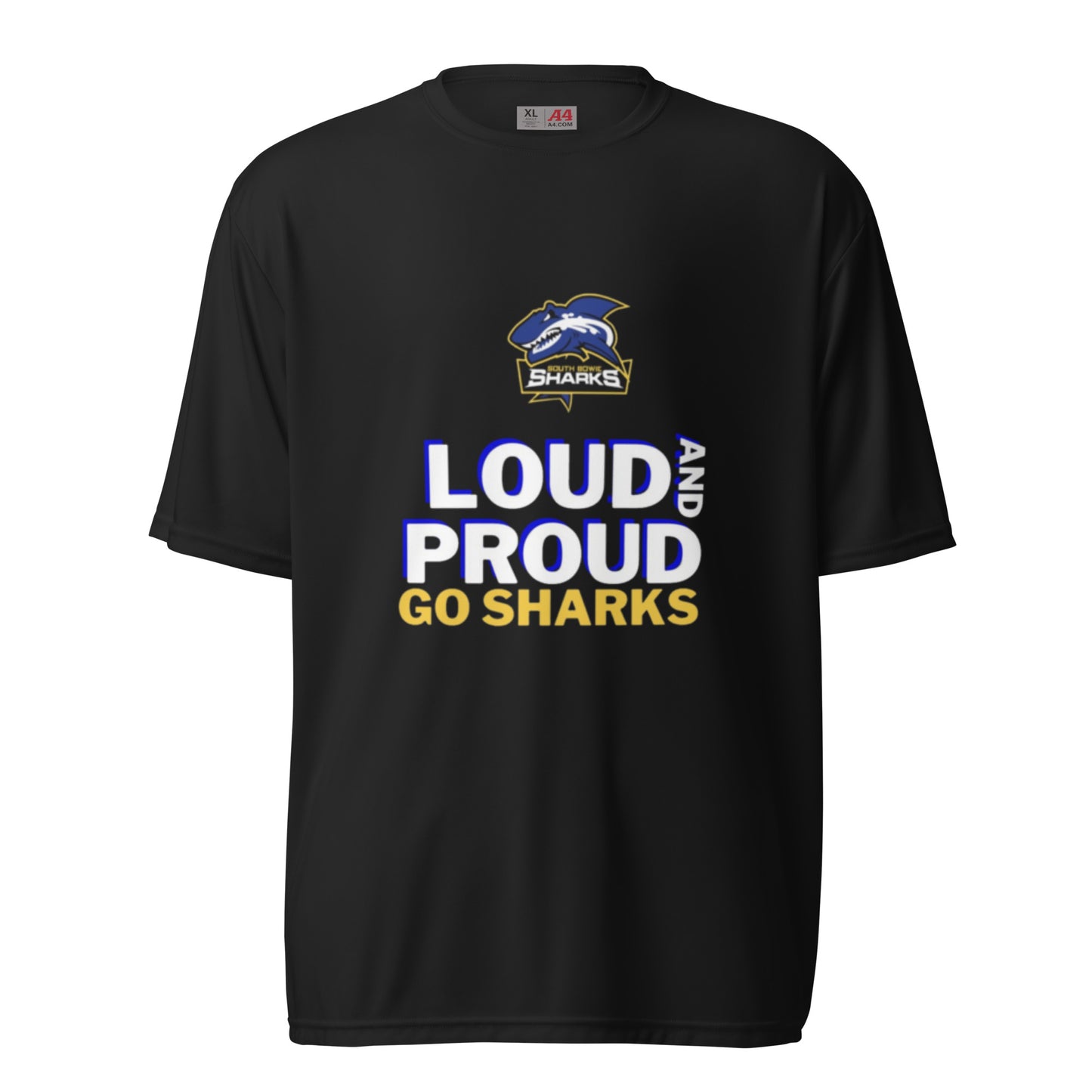 Unisex performance crew neck t-shirt - Loud and Proud Go Sharks