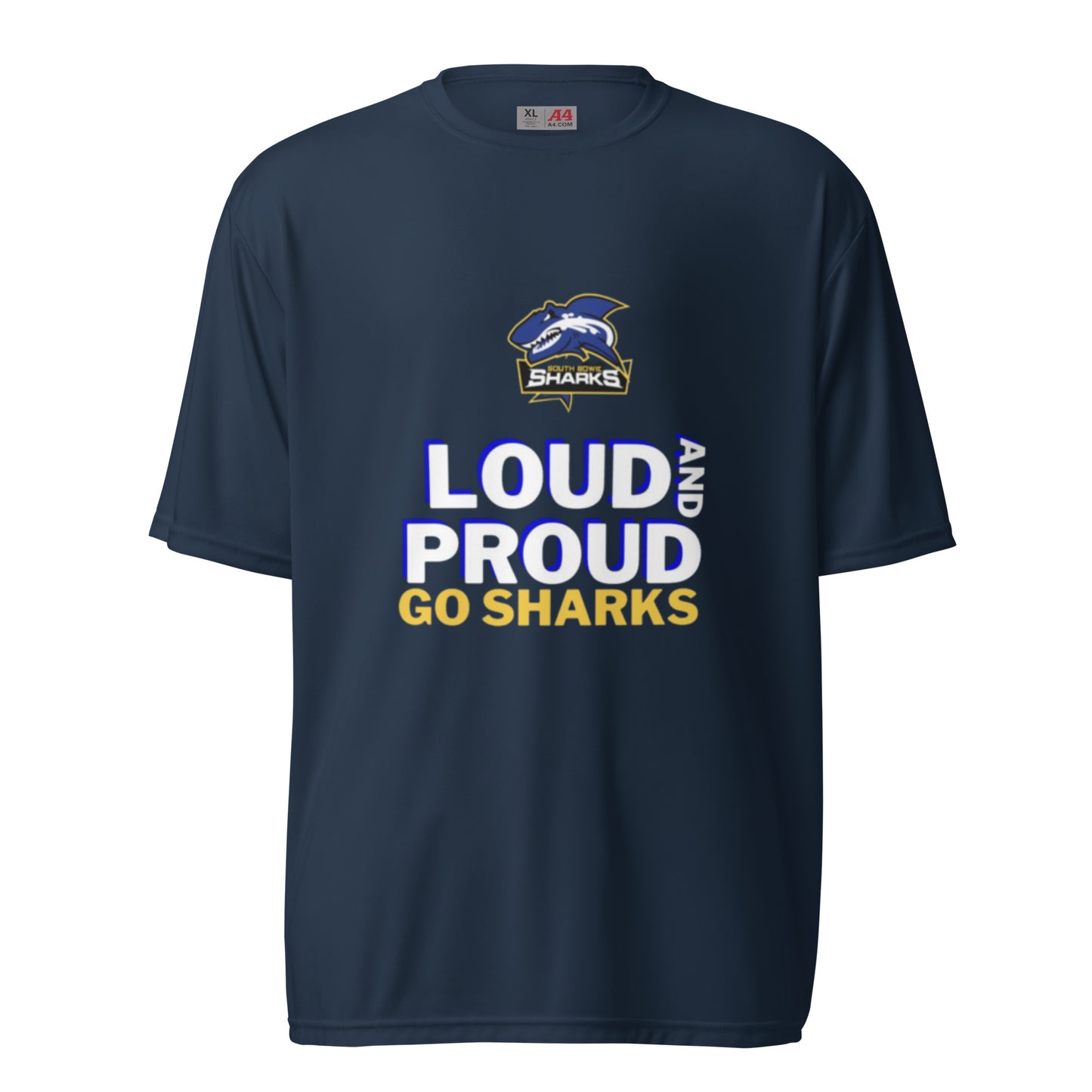 Unisex performance crew neck t-shirt - Loud and Proud Go Sharks